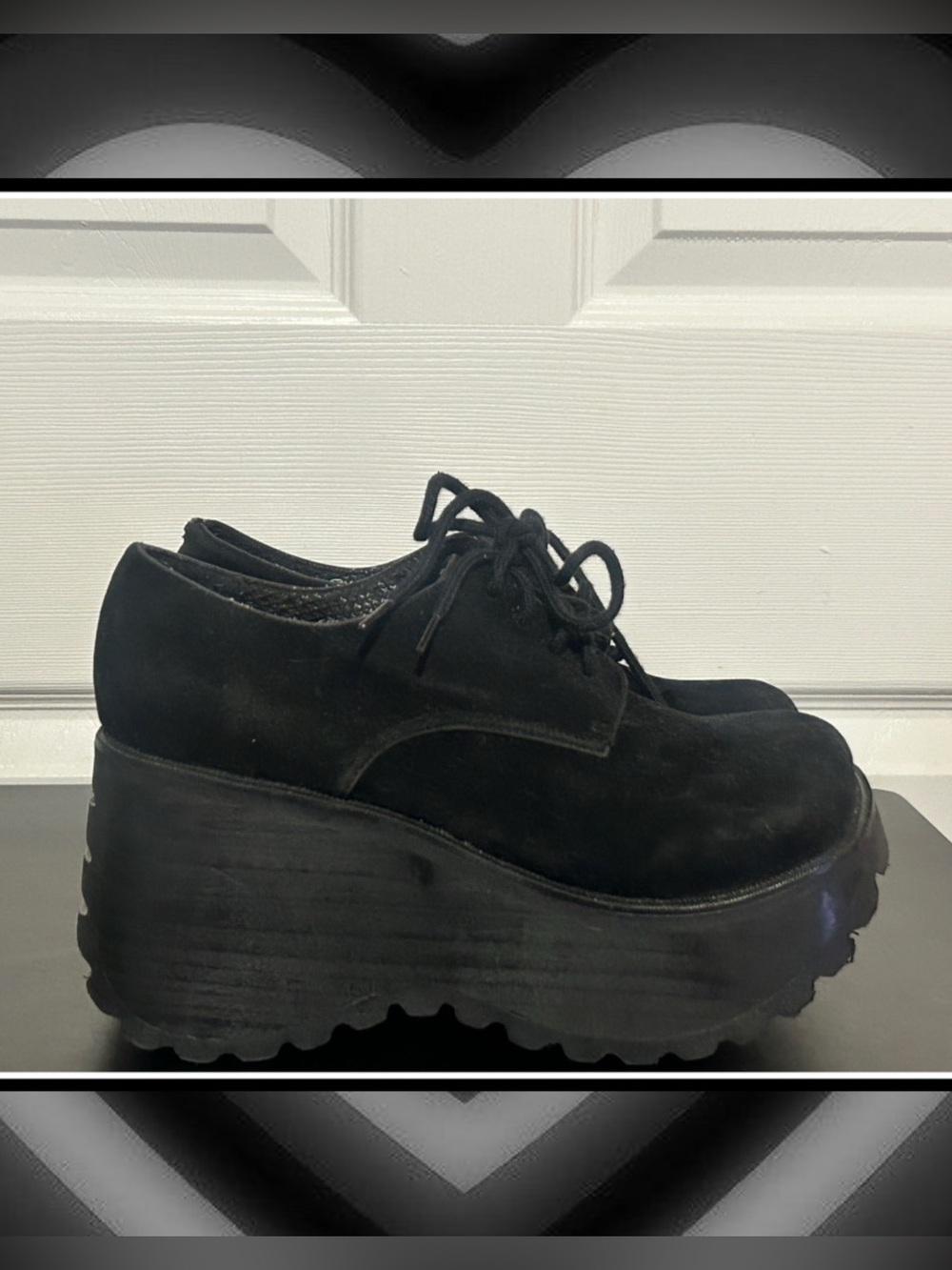 Vintage 90s Chunky Suede Wooden Platforms